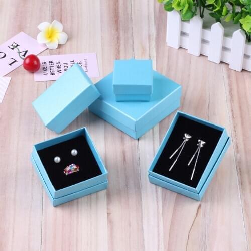 Ziris Gift Box 12 Pcs/Lot Wholesale Aquamarine Kraft Paper Favour Boxes Fashion Design Bulk Necklace Ring Bracelet Jewelry Box