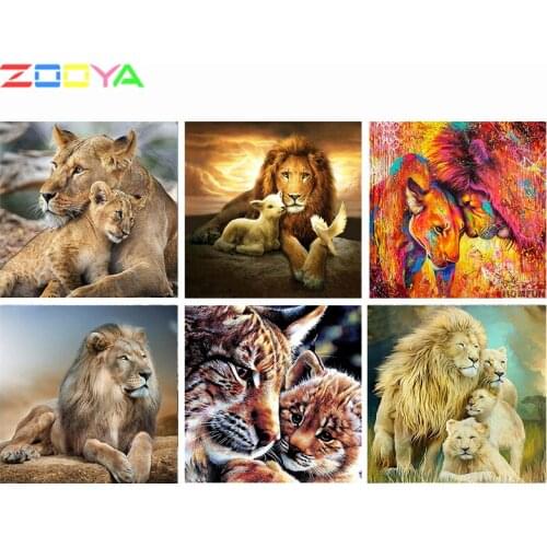 Zooya 5D Diamond Painting Cross Stitch Lion Full Drill Square Diamond Art Embroidery Animal Handwork Home Decoration Gift 2Rp020