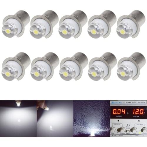 100Pcs P13.5S 0.5W LED 6000k White 3V 6V 12V 15V 3-18V DC PR2 0.5W LED Upgrade Bulb Light for Torch Flashlight Bike Work Lamp