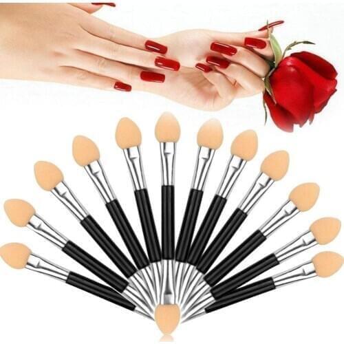 12PCS Eyeshadow Applicator Pro Sponge Double Ended Shadow Brushes Powder Portable Eye Supplies Nail Up Brush Mirror Make