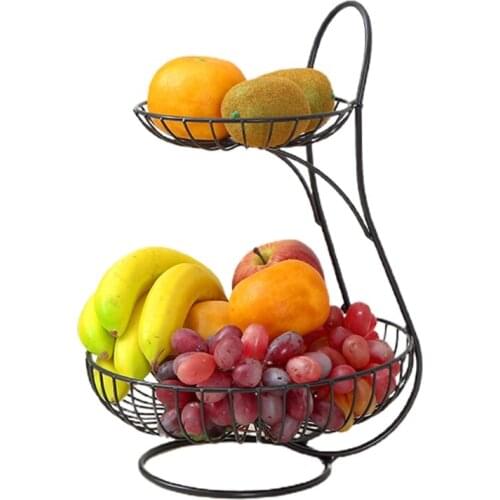 2 Tier Fruit Basket Fruits Bowl Vegetable Organizer for Kitchen Counter Snack Storage Stand Holder Party Bar Picnic