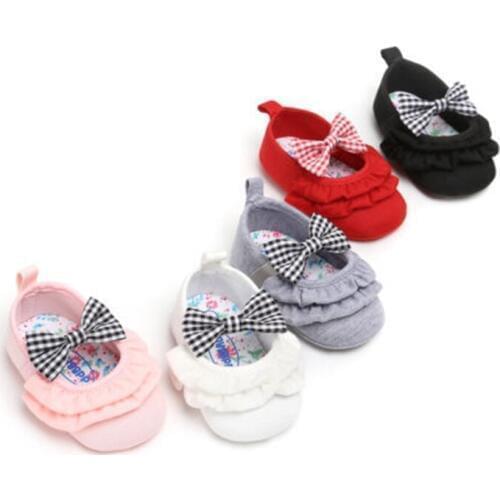 2019 New Cute 0-18M Toddler Baby Girls Shoes Bowknot Soft Sole Sneakers Crib Shoes