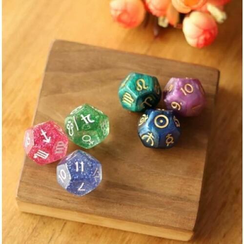3 Pcs/set 12 Sided Resin Dice Astrology Tarot Dices Constellation Divination Astrological dice for EZ Board Games