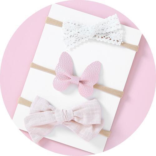 3pcs/lot Kids Headband Bows Nylon Headbands For Girls Elastic Hair band Set Baby Accessories Hair Accessories For Baby Girls