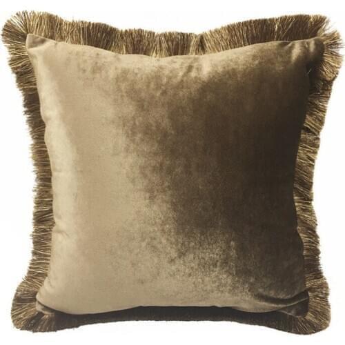 45X45CM solid velvet pillow case cushion cover tassel edge pillow cover brown/water green/deep blue