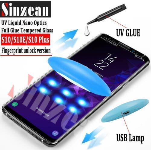 50pcs 3D Full Covered UV glue Glass for Samsung S10 plus/S10 5G/S10E/Note 10 Pro tempered glass ( fingertprint unlock version )