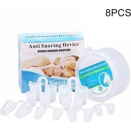 8pcs/set Silica Gel/pe Healthy Anti Apnea Snoring Nasal Clip Anti-snoring Breathe Help Stop Snoring Sleep Device