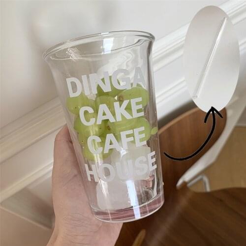 Alphabet Water Cup Straw Cup Kawaii Glass Cups for Coffee Kawaii Bottle Water Bottle Drinking Glasses Office Home Drinnkware