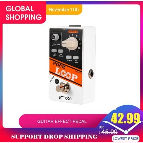 Ammoon POCK LOOP Looper Guitar Effect Pedal 11 Loopers Max.330mins Recording Time Supports 1/2 & 2X Speed Reverse True Bypass