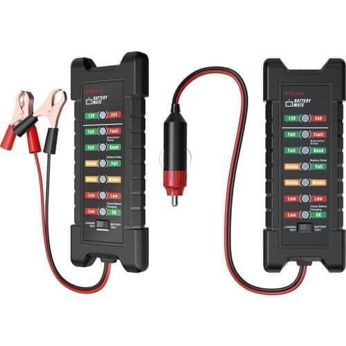 Car Battery Tester 12V/24V Digital Alternator Auto Battery Analyzer 6 LED Lights Vehicle Battery Detector