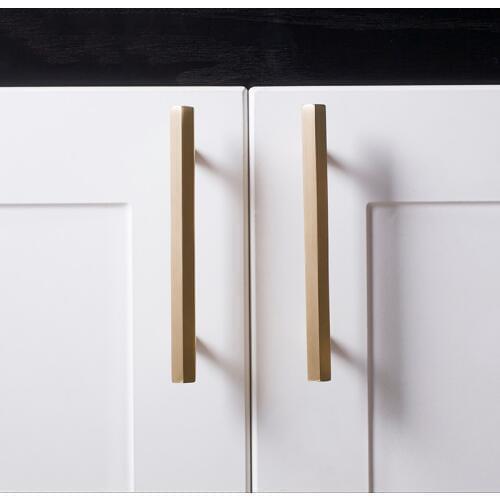 Nordic Brass Six-side Long Handles Drawer Pulls Wardrobe Handles Cabinet Knobs and Handles Solid Golden Small handles