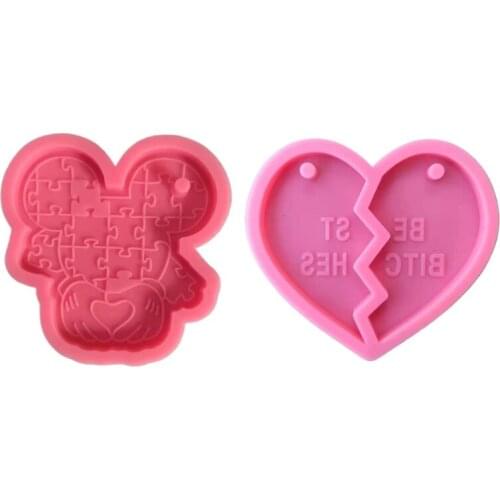 Handmade Love Heart Shape Keychain Casting Silicone Mould Key Chain Epoxy Resin Mold DIY Crafts Making Tool