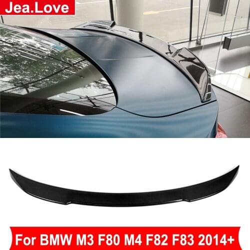CS Style Real Carbon Fiber Rear Spoiler Back Trunk Wing Car Body Kit Tuning For BMW M3 F80 M4 F82 F83 2014 Up Modification