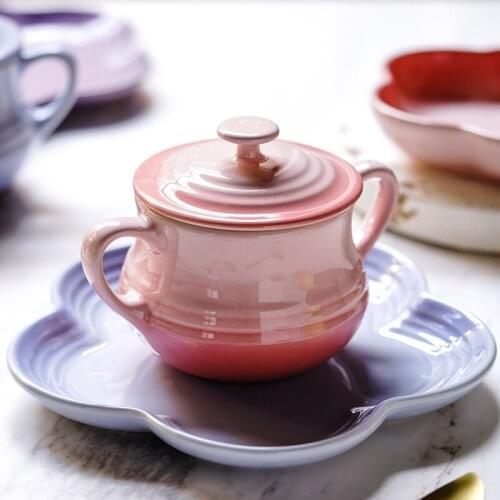 Color Binaural Ceramic Slow Cooker Steam Eggs Solid Food Bowl Stewing out of Water Birds Nest Dessert Home with Lid