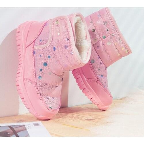 Children Snow Boots Plush Warm Platform Ankel Shoes Boys Girls Waterproof Non-slip Winter Cute Plush Cotton Shoe Baby Warm Boots