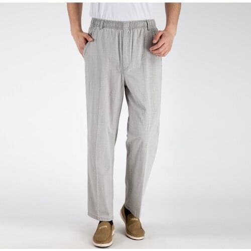 New Arrival Autumn and Summer Style Jeans Men Pants Tall waist Plus Size 5XL Flax Breathable Loose mens trousers