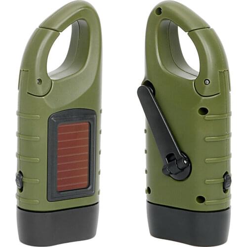Solar Hand-cranked Power Generation Carabiner Flashlight Led Emergency Solar Rechargeable Home Outdoor Lighting