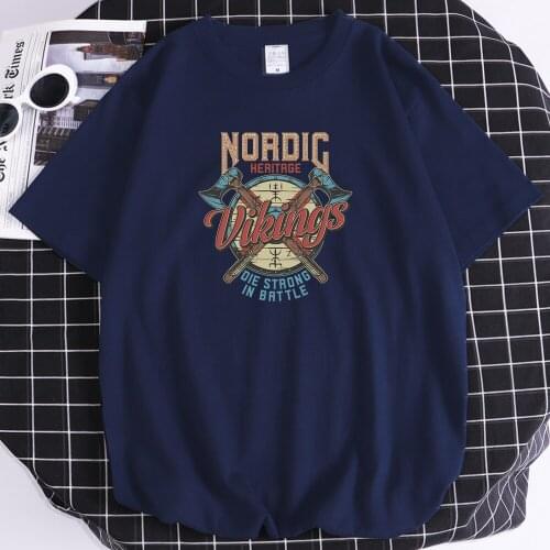 Nordic Heritage-Vikings Printing Mans Tshirt Style Oversized Tshirts Fashion O-Neck T Shirts Simplicity Casual MenS Clothes