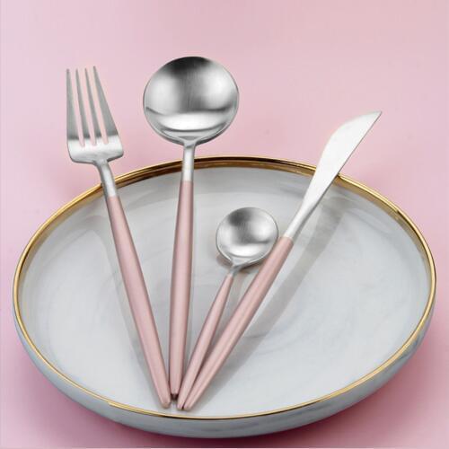 Hot Sale 4 Pcs/set Rose silver european Dinnerware knife 304 Stainless Steel Western Cutlery Kitchen Food Tableware Dinner Set