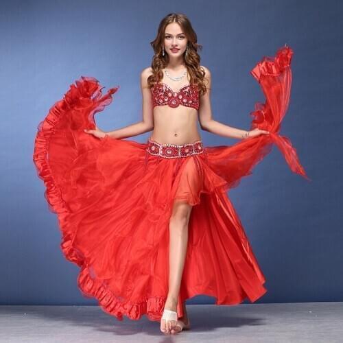 Lady Belly Dancing Costumes Girls Dance Suit 3pcs Bra Waistband Skirt Girls Belly Dance Suit Belly Dance Competition Dress D0330