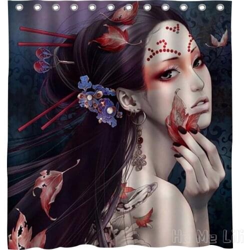 Beautiful Illustrations Decoration Waterproof Fabric Shower Curtain Bathroom Accessories