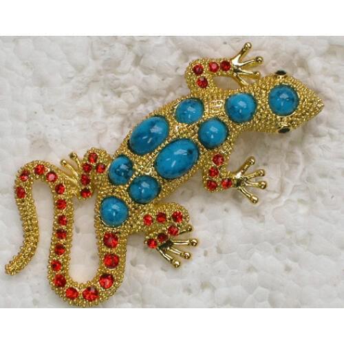 Rhinestone Red brooch Gecko Pin brooches C616 C2