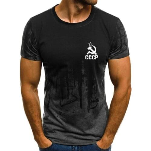 Men clothing t shirts mens Sport t-shirts Summer CCCP Russia T-shirt Male Soviet Soviet Mens Short Sleeve alt Tees O Neck Top