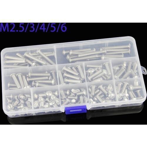 M2.5 M3 M4 M5 M6 304 A2 Round Stainless Steel or Black 10.9 grade Hex Socket Button Head Allen Bolt Screw Set