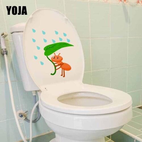 YOJA 20.8X24CM Bedroom Home Decor Wall Sticker Toilet Decal Rainwater Ant Plants In Spring T5-1389