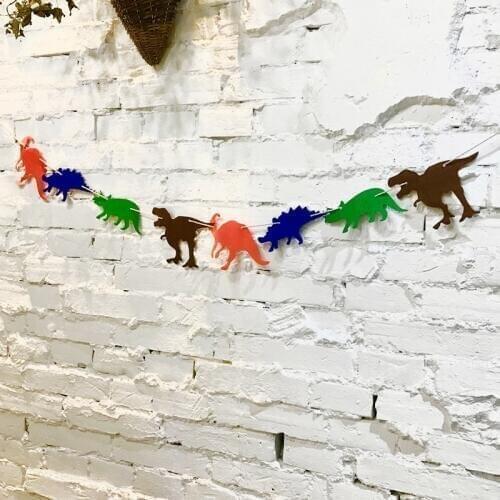 1 Set Kawaii Animal Dinosaur Non-woven Flags Birthday Party Colorful Garland Banner Bunting Baby Shower Room Decoration Supplies