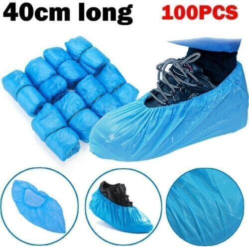 100 Disposable Shoe Cover Blue Latex Anti-Stain Anti-Slip Plastic Clean Boot Cover Safe Disposable Shoe Cover