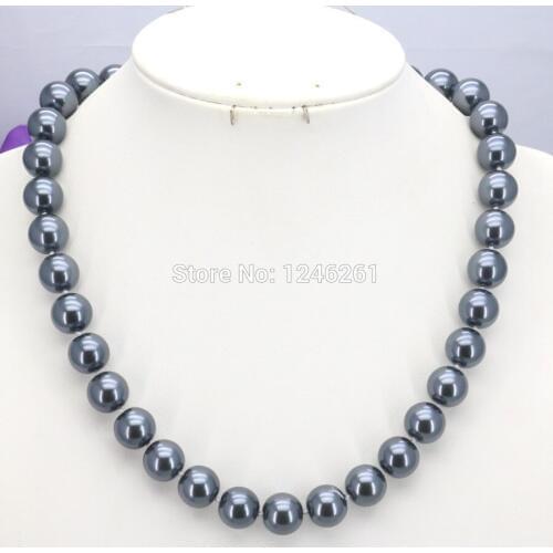 Wholesale Accessories 10mm Black Glass Pearl Beads Necklace Hand Made Fashion Jewelry Making Design Women Christmas Gifts Girls