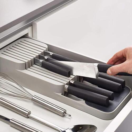 Creative Plastic Knife Block Holder Drawer Knives Forks Spoons Storage Rack Knife Stand Cabinet Tray Kitchen Cultery Organizer