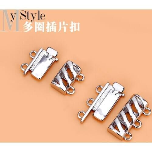 S925 silver insert buckle multi circle 2-row 3-row connecting buckle end buckle DIY manual accessories Fastener Necklace buckle