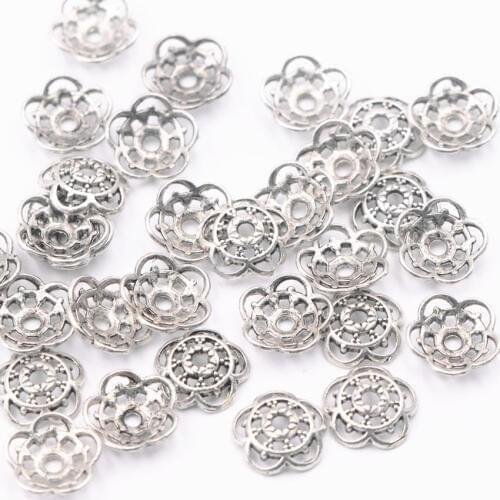 Wholesale 100pcs Tibetan Antique Silver Color Flower Bead Cap for Jewelry Finding Needlework DIY Accessories Spacer Part A891