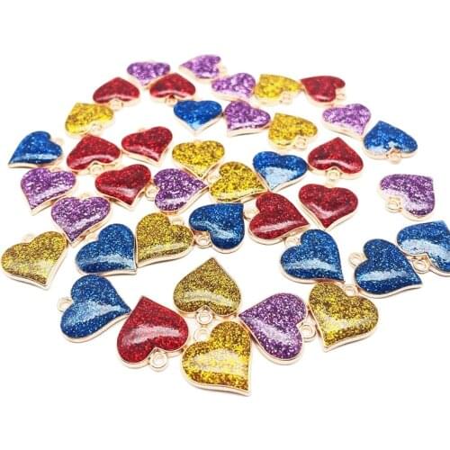 Peixin 10Pcs/Set Red Blue Yellow Enamel Charms Heart Charms Pendant for DIY Jewelry Making Heart Charm Accessories wholesale