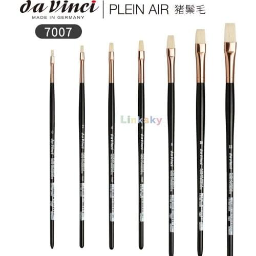 Da Vinci Hog Bristle Series 7707 Plein Air Oil Painting Brush, Round Short-Length with Black Lacquered Handle and Copper Ferrule