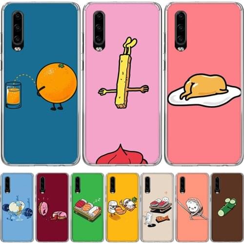 Funny Cartoon Food Egg Biscuits Silicon Phone Case For Huawei P30 P20 P40 P10 Mate 30 20 10 Pro Lite P Smart Z Plus + Pattern Co