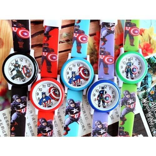Disney cartoon character US captain silicone printing band childrens quartz watch Christmas gift birthday gift