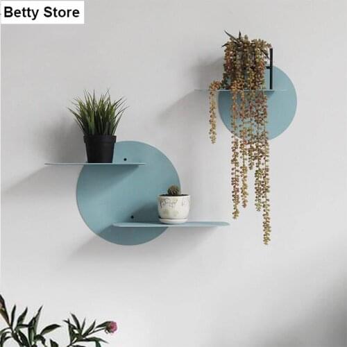 Modern Round Shape Metal Shelf Wall Shelf Background Wall Ornaments Simplicity Home Decoration Childrens Room Decor Accessories