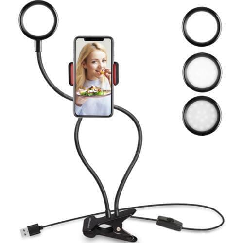 360 Degree Selfie LED Ring Light With Desk Long Arm Lazy Phone Holder Photography Studio Fill Light For Live Stream Video Lamp