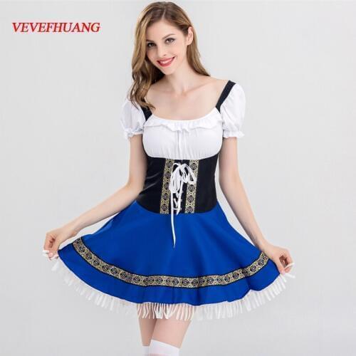 VEVEFHUANG Halloween cosplay fat people dress pants suspenders British womens uniforms farmer worker uniforms beer