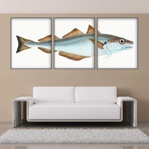Print Bass Fishing Trout Carp Vintage Poster Set Of 3 Whale Art Print Whale Triptych Bathroom Wall Art Wall Painting