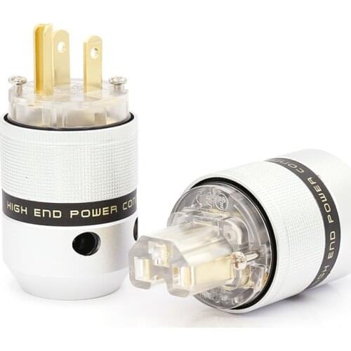 High Quality Aluminum 24K Gold Plated Schuko Power Connector IEC Female Plug for Audio Power Cable 10mm - 21mm