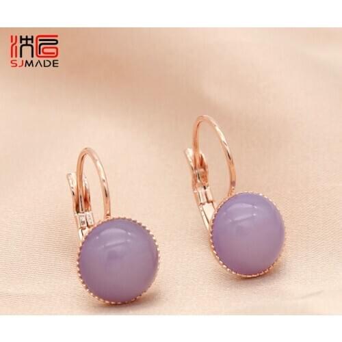 SJMADE Korean 2019 Women Fashion 585 Rose Gold Round Dangle Earrings Trendy Temperament Lovely Girl Jewelry Cute Gift Eardrop