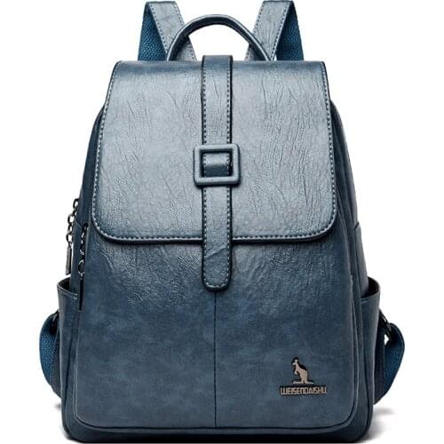 High Quality Leather Women Backpack Casual Student Backpack Large Capacity Travel Backpack School Bags for Teenage Girls Mochila