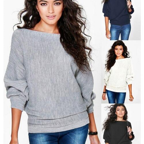 Women Sweater And Pullovers Autumn Spring Thin Loose Long Batwing Sleeve Knitted Sweater 2019 New Thin Pullovers Female Tops