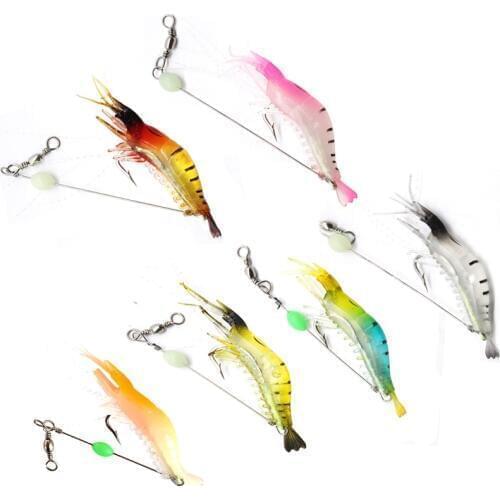 1pcs/lot All swimming layer Hook Shrimp Soft Lure 9cm/6g Artificial Jig Wobbler Fishing Bait Luminous Simulation Shrimp Hook