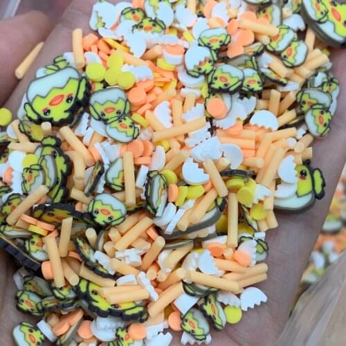 100g Cartoon Egg Chicken Slices Polymer Hot Clay Sprinkles DIY Slime Filling Accessories Scrapbooking Nail Art Decoration 10mm
