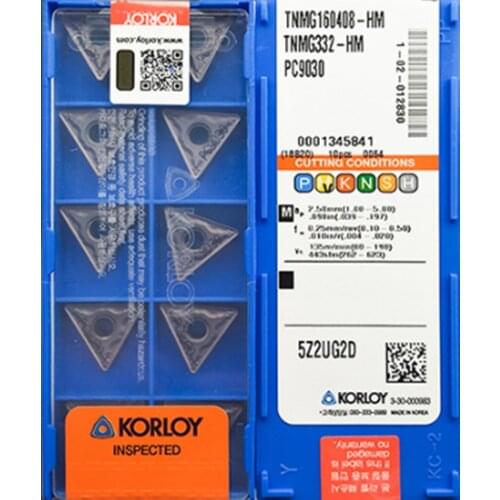 100% original TNMG160404-HM TNMG160408-HM PC9030 50pcs KORLOY Carbide insert Processing: stainless steel